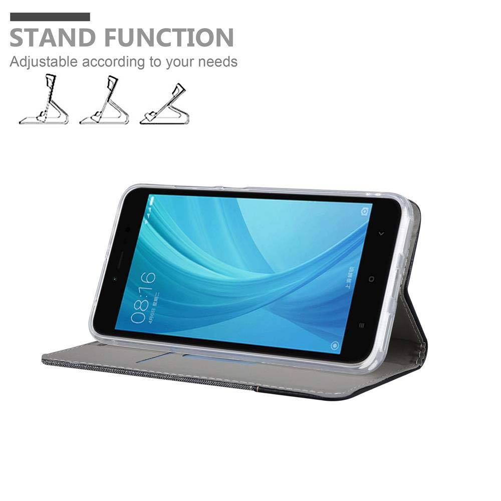 Cadorabo Hülle für Xiaomi RedMi NOTE 5A Schutzhülle in Grau Handy Hülle Etui Book Case Cover