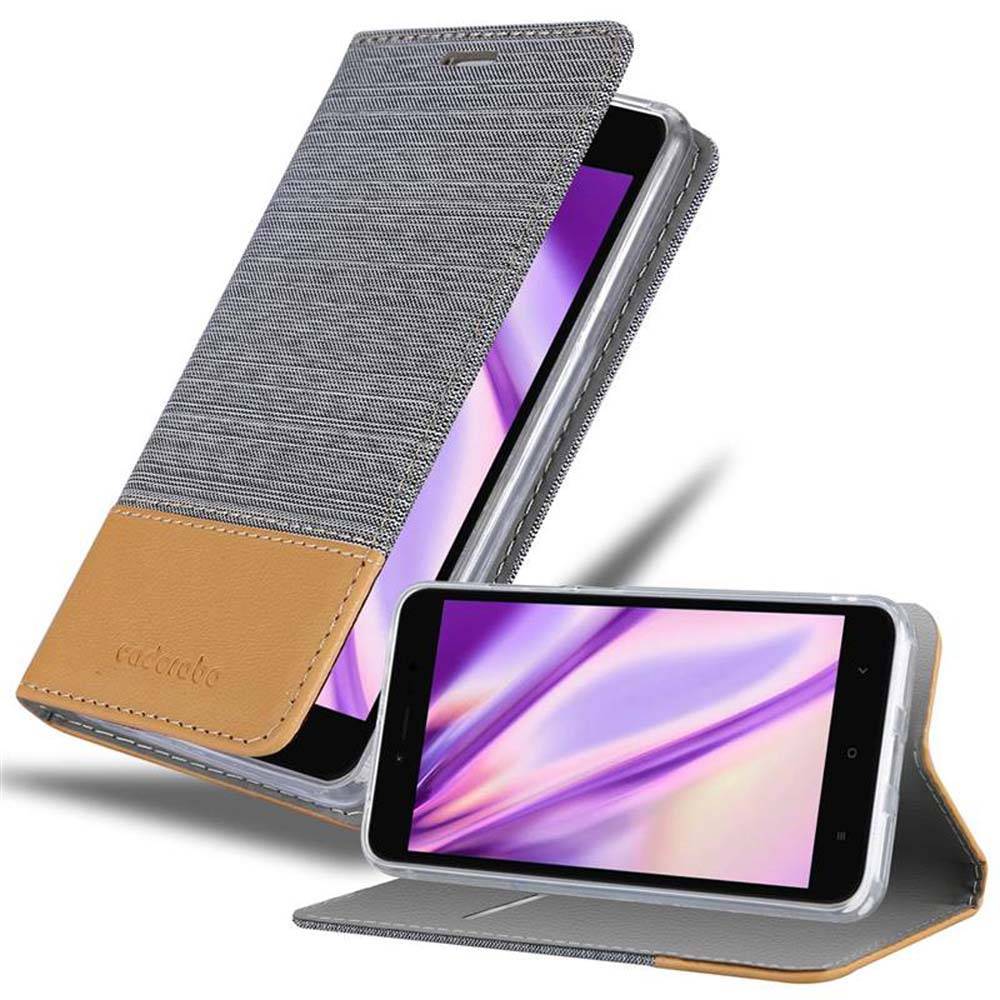 Cadorabo Hülle für Xiaomi RedMi NOTE 5A Schutzhülle in Grau Handy Hülle Etui Book Case Cover