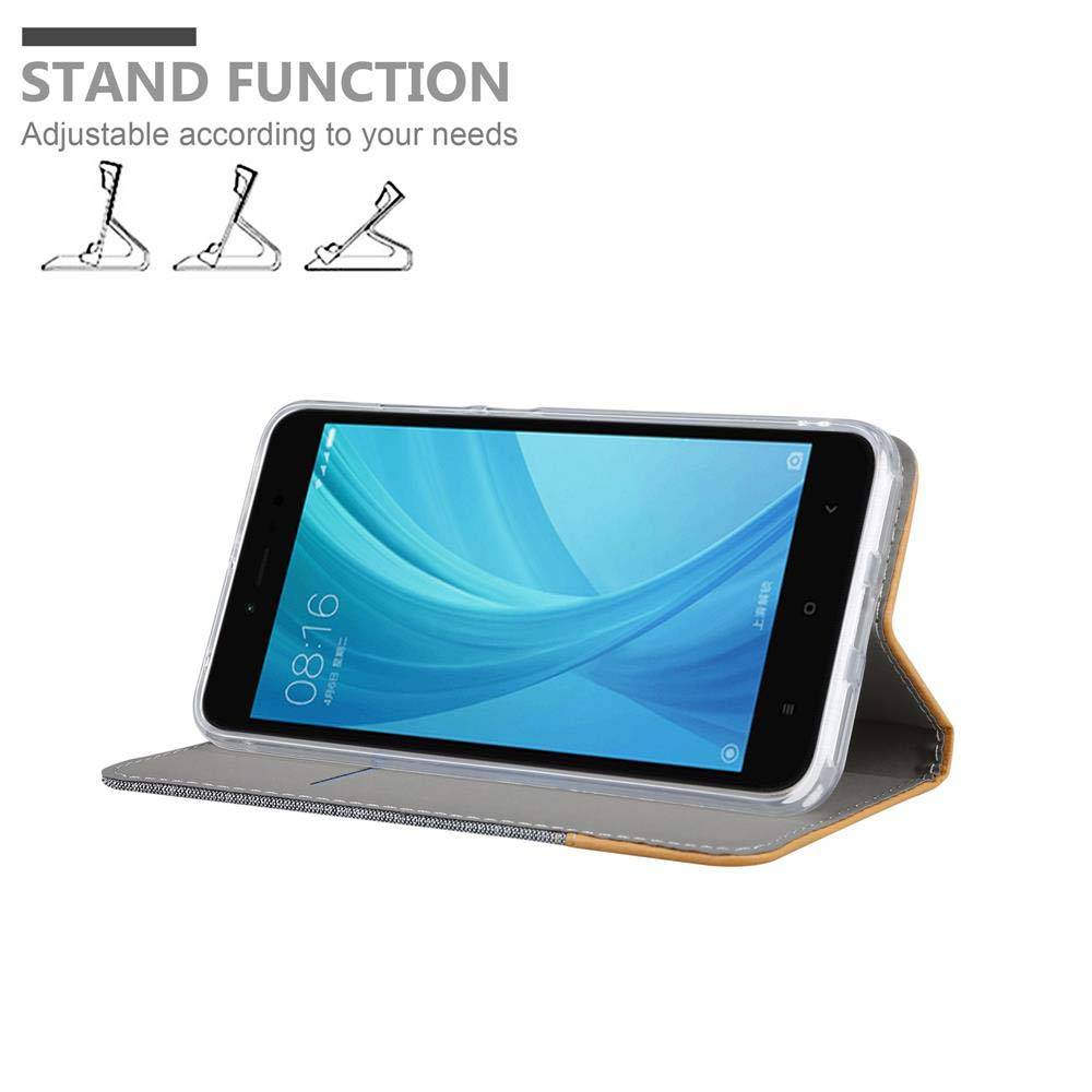 Cadorabo Hülle für Xiaomi RedMi NOTE 5A Schutzhülle in Grau Handy Hülle Etui Book Case Cover