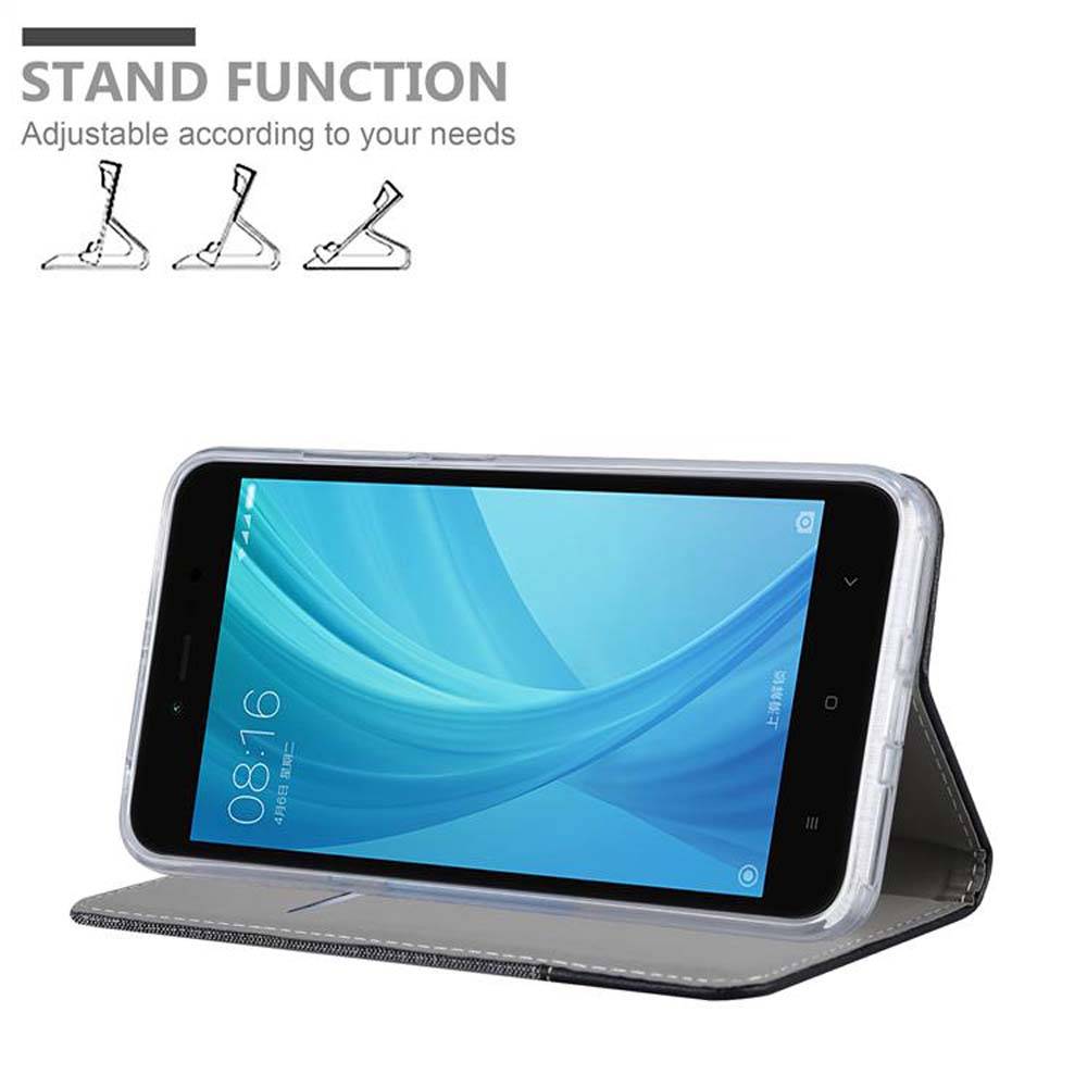 Cadorabo Hülle für Xiaomi RedMi NOTE 5A PRIME Schutzhülle in Grau Handy Hülle Etui Book Case Cover