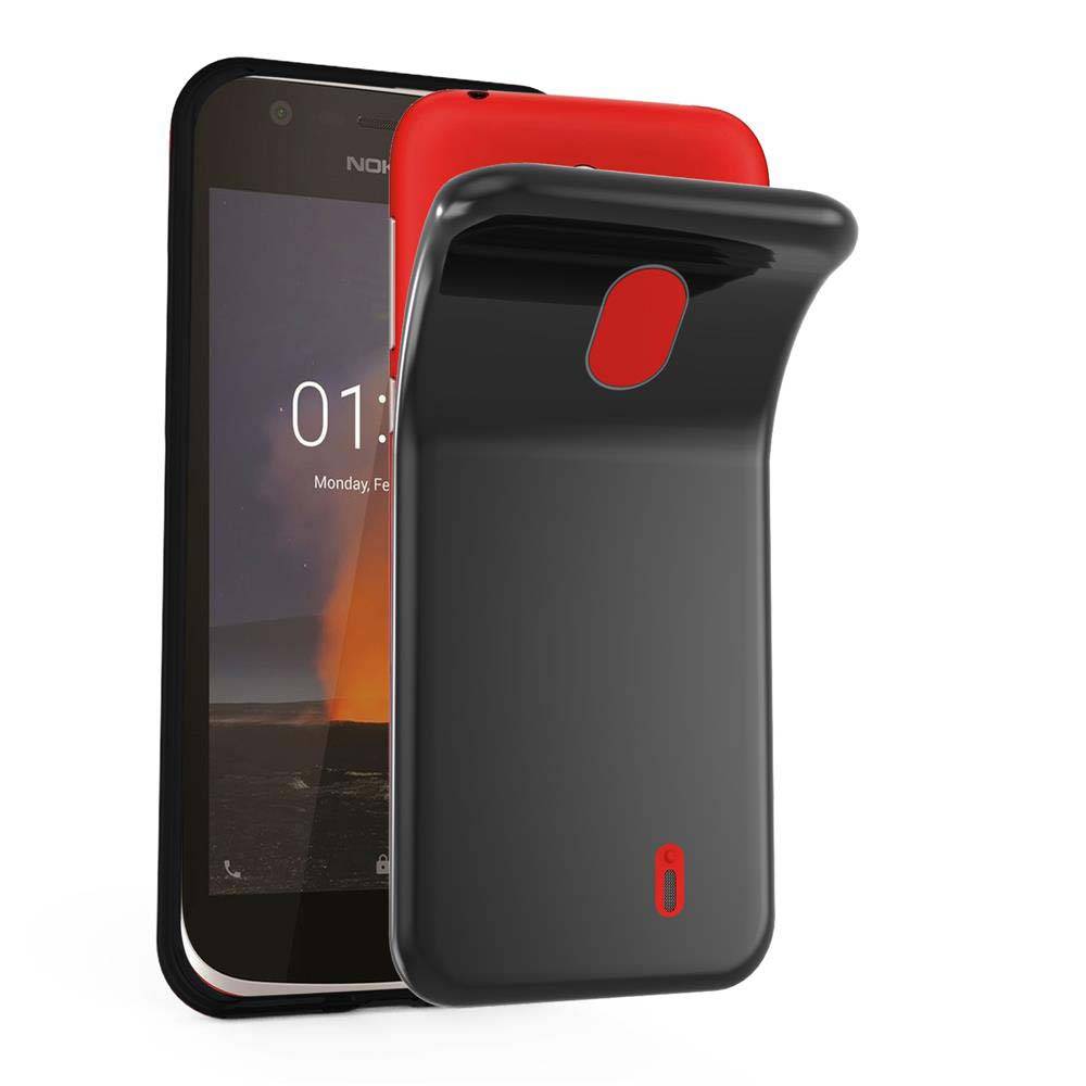 Cadorabo Hülle für Nokia 1 2018 Schutz Hülle in Schwarz Schutzhülle TPU Silikon Cover Etui Case
