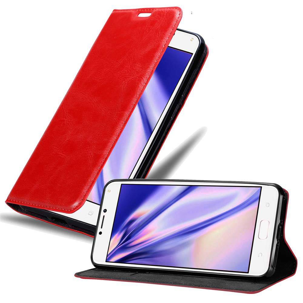 Cadorabo Hülle für Asus ZenFone 4 MAX (5.2 Zoll) Schutz Hülle in Rot Handyhülle Etui Case Cover Magnetverschluss