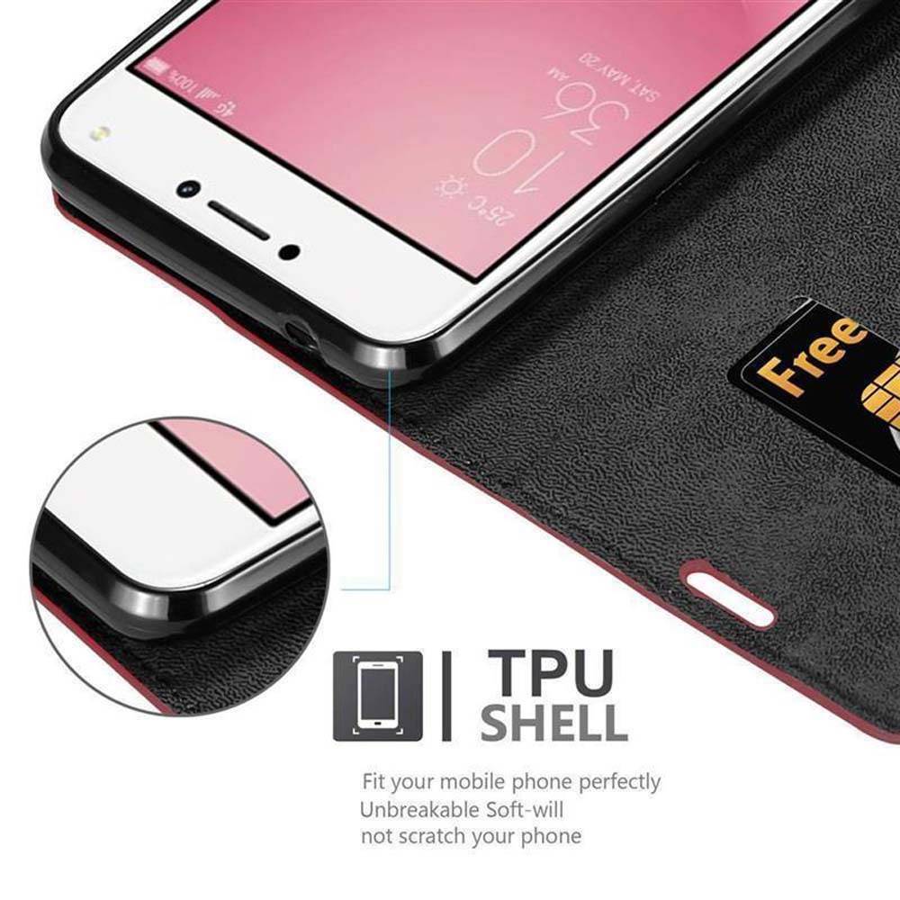 Cadorabo Hülle für Asus ZenFone 4 MAX (5.2 Zoll) Schutz Hülle in Rot Handyhülle Etui Case Cover Magnetverschluss