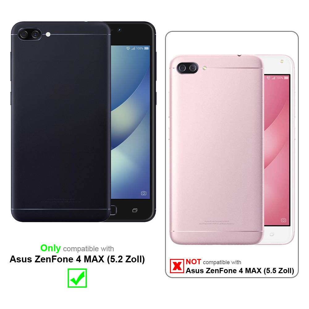 Cadorabo Hülle für Asus ZenFone 4 MAX (5.2 Zoll) Schutz Hülle in Rot Handyhülle Etui Case Cover Magnetverschluss