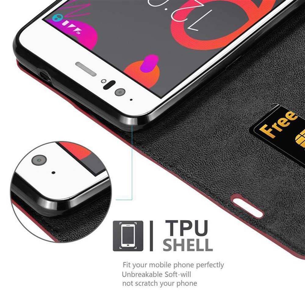 Cadorabo Hülle für BQ Aquaris M5 Schutz Hülle in Rot Handyhülle Etui Case Cover Magnetverschluss