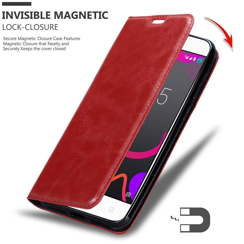 Cadorabo Hülle für BQ Aquaris M5 Schutz Hülle in Rot Handyhülle Etui Case Cover Magnetverschluss