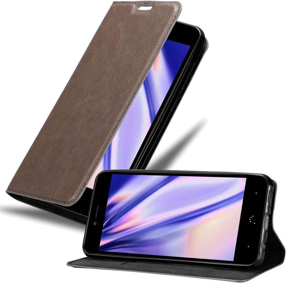 Cadorabo Hülle für BQ Aquaris U PLUS Schutz Hülle in Braun Handyhülle Etui Case Cover Magnetverschluss