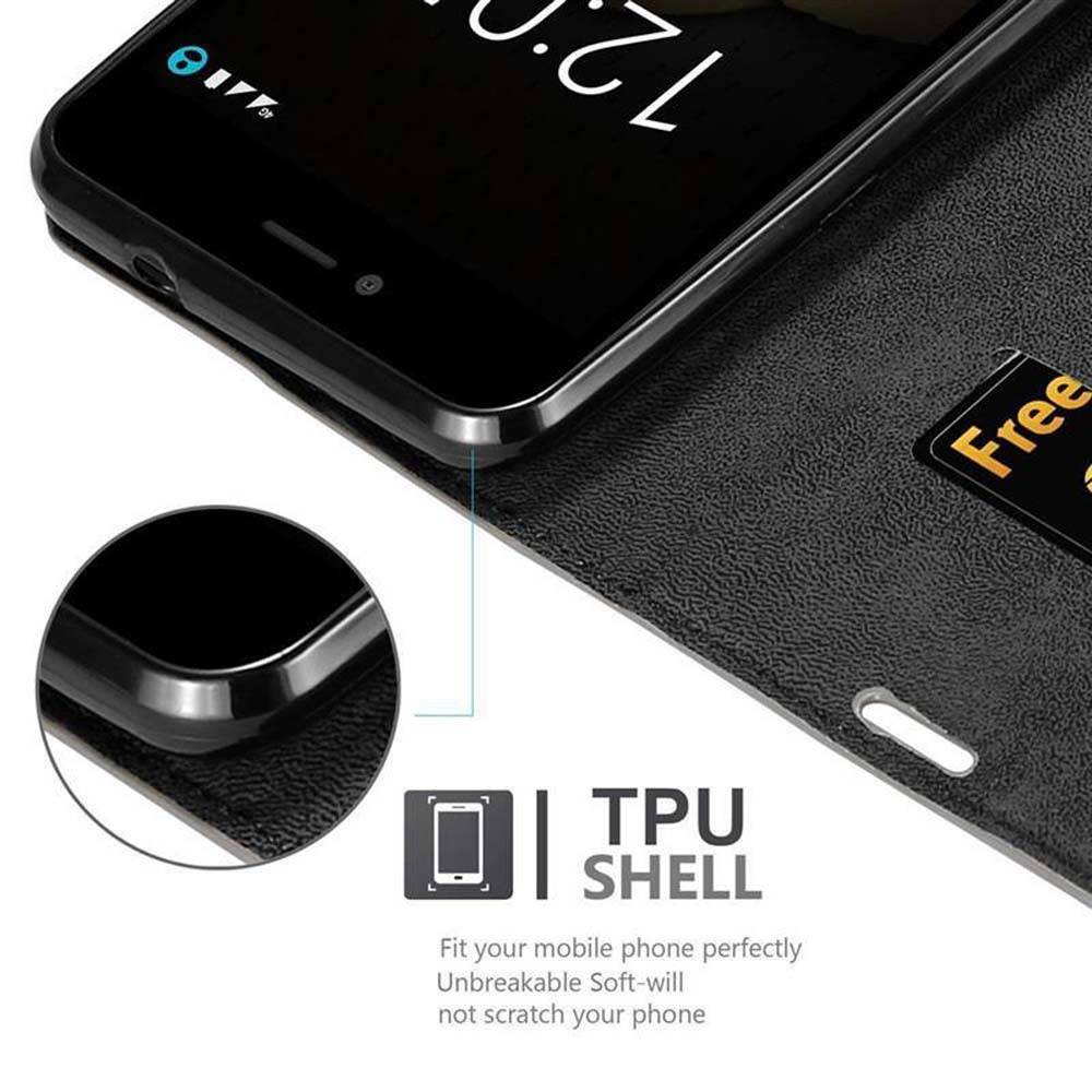 Cadorabo Hülle für BQ Aquaris U PLUS Schutz Hülle in Braun Handyhülle Etui Case Cover Magnetverschluss
