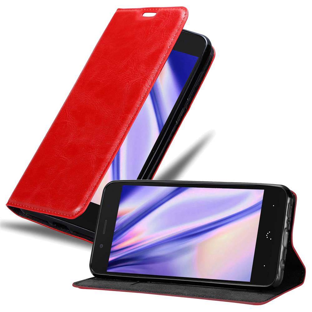Cadorabo Hülle für BQ Aquaris X5 Schutz Hülle in Rot Handyhülle Etui Case Cover Magnetverschluss