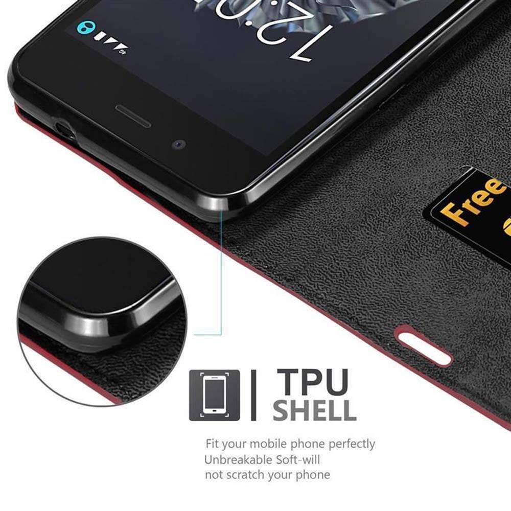 Cadorabo Hülle für BQ Aquaris X5 Schutz Hülle in Rot Handyhülle Etui Case Cover Magnetverschluss
