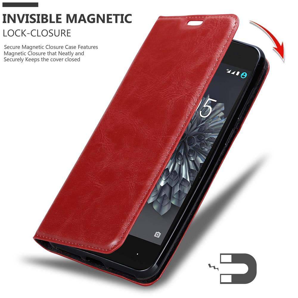 Cadorabo Hülle für BQ Aquaris X5 Schutz Hülle in Rot Handyhülle Etui Case Cover Magnetverschluss
