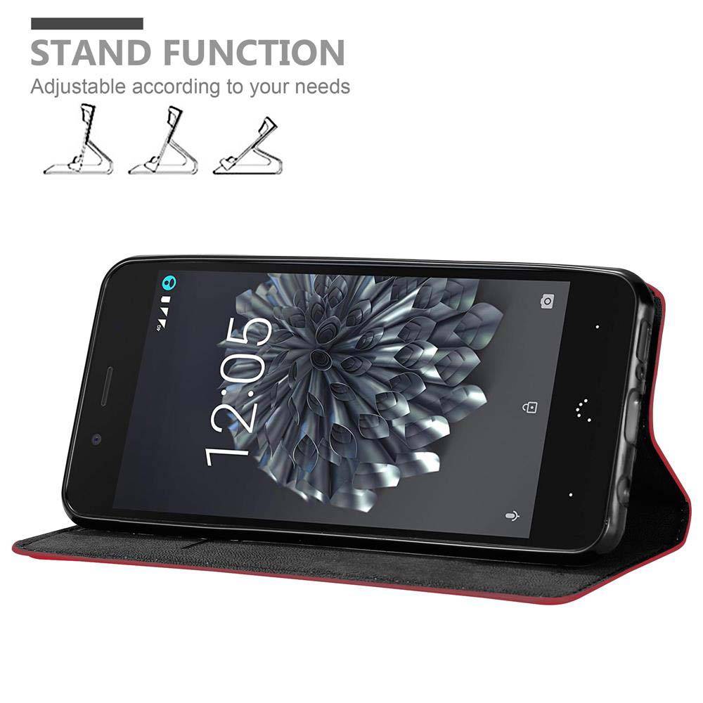 Cadorabo Hülle für BQ Aquaris X5 Schutz Hülle in Rot Handyhülle Etui Case Cover Magnetverschluss