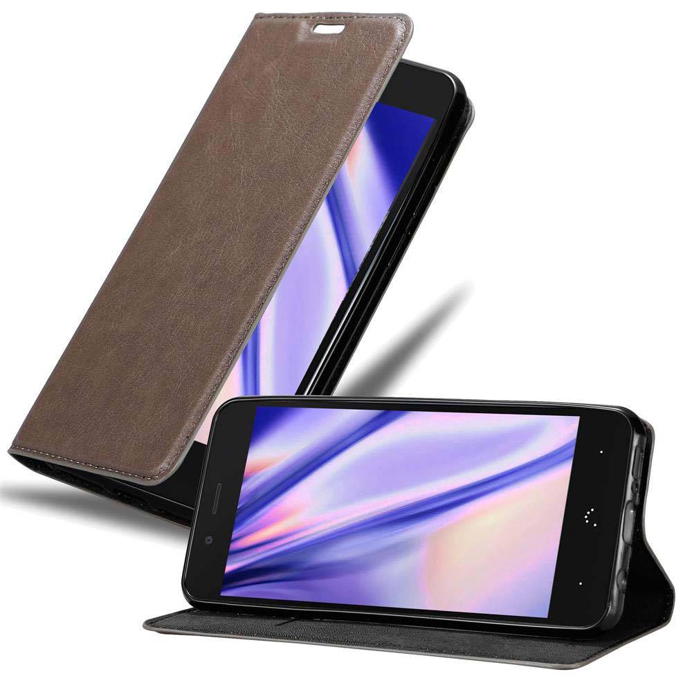 Cadorabo Hülle für BQ Aquaris X5 Schutz Hülle in Braun Handyhülle Etui Case Cover Magnetverschluss