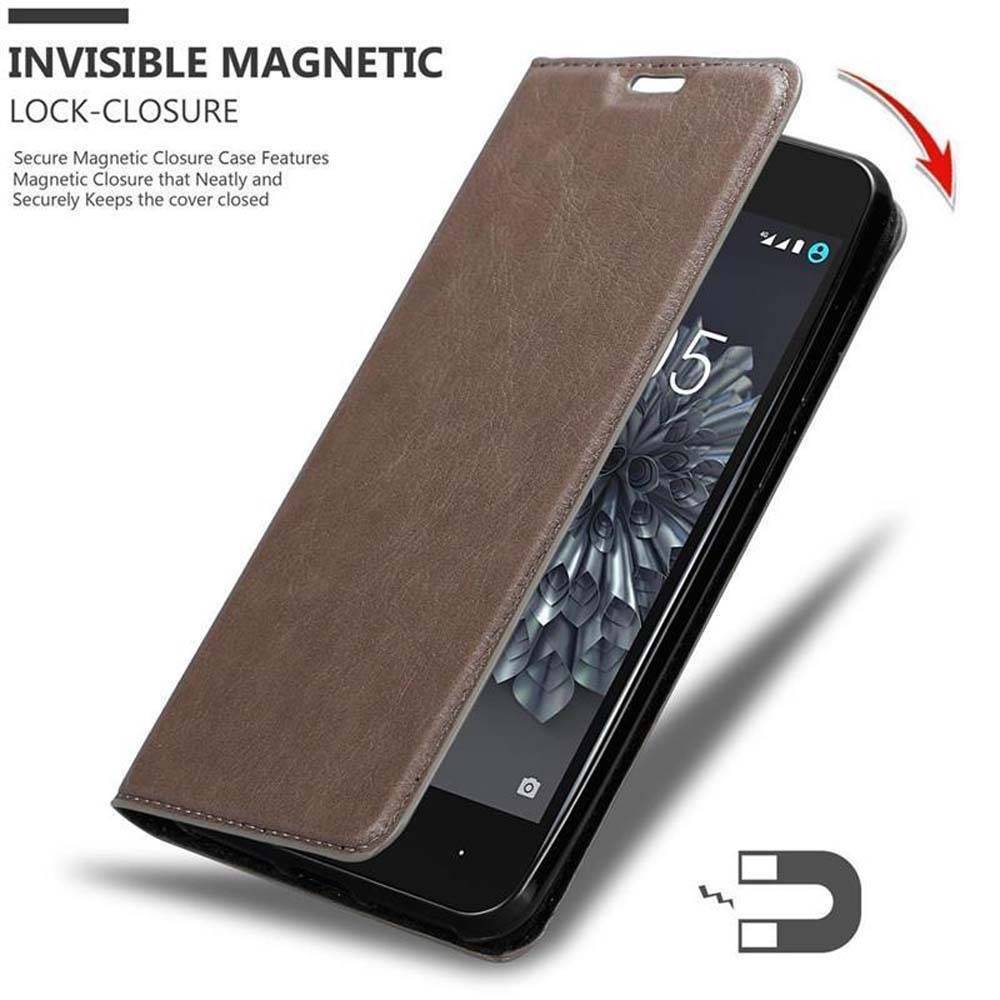 Cadorabo Hülle für BQ Aquaris X5 Schutz Hülle in Braun Handyhülle Etui Case Cover Magnetverschluss