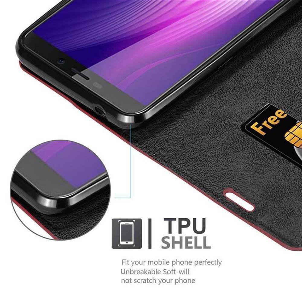 Cadorabo Hülle für Cubot NOVA Schutz Hülle in Rot Handyhülle Etui Case Cover Magnetverschluss