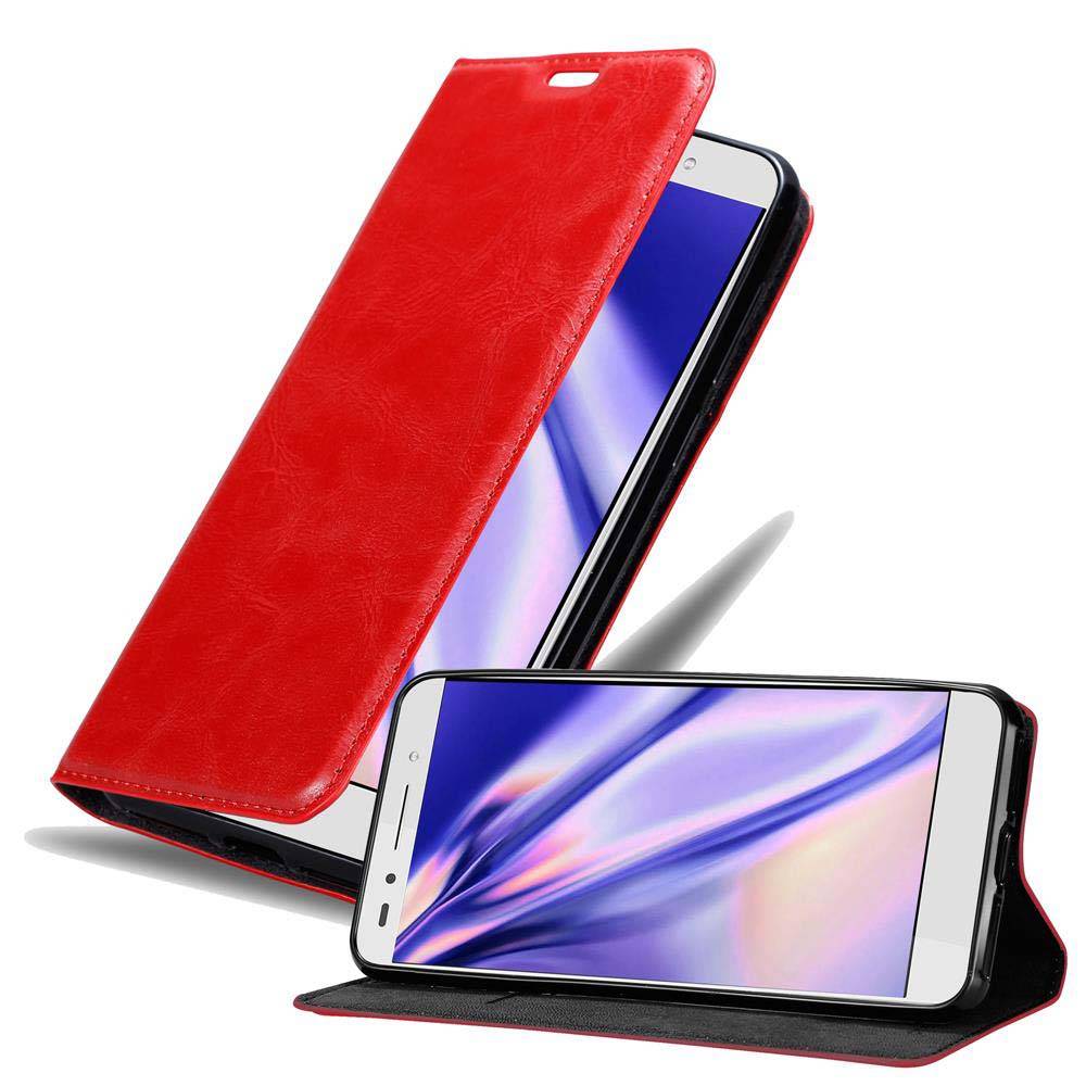 Cadorabo Hülle für Honor 7 Schutz Hülle in Rot Handyhülle Etui Case Cover Magnetverschluss