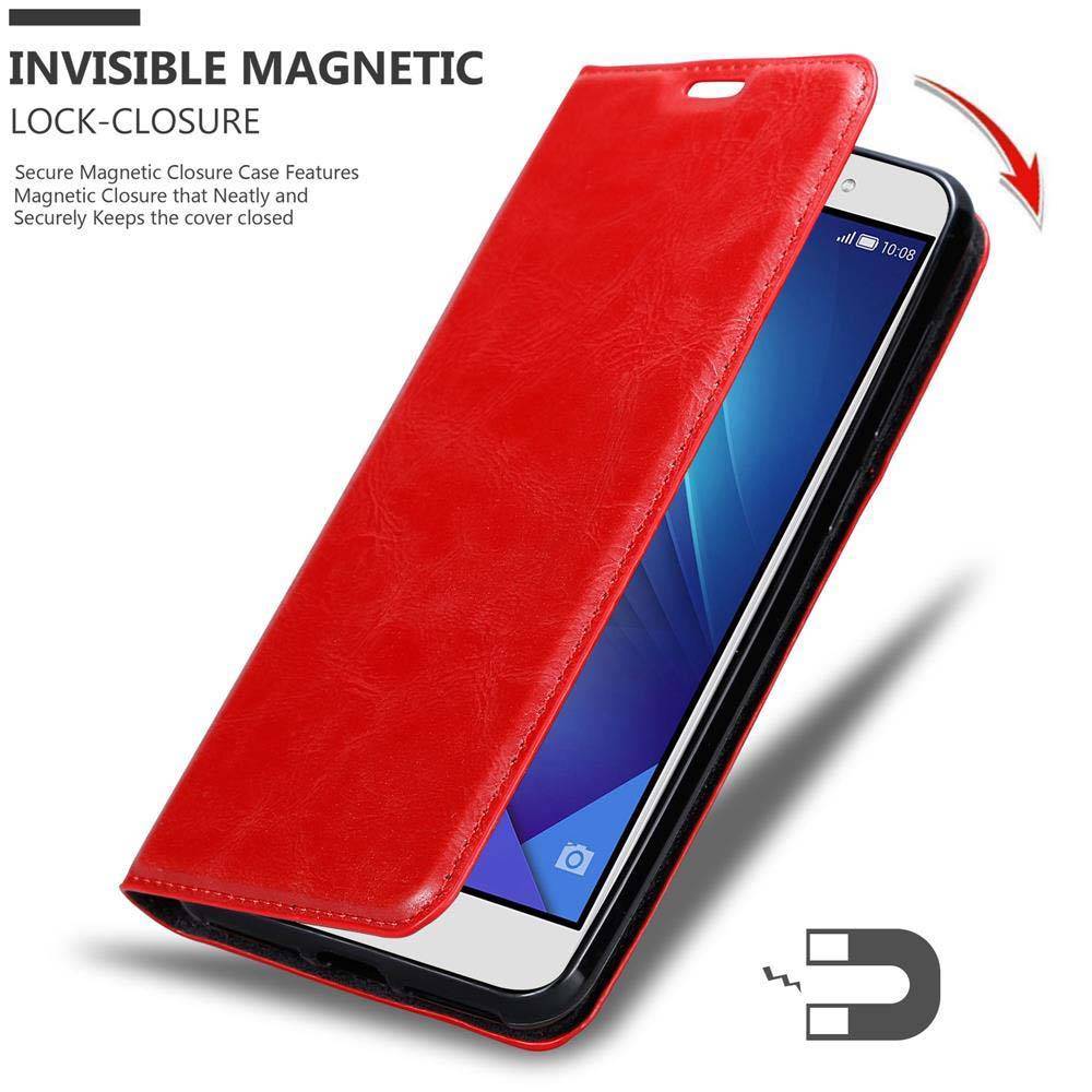 Cadorabo Hülle für Honor 7 Schutz Hülle in Rot Handyhülle Etui Case Cover Magnetverschluss