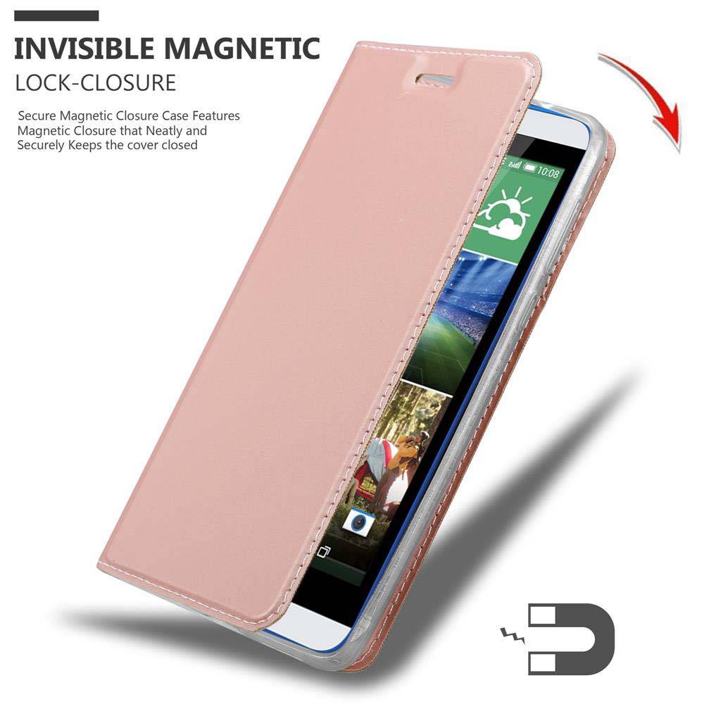 Cadorabo Handyhülle für HTC Desire 820 Schutz Hülle in Rosa Cover Etui Book Case Booklet