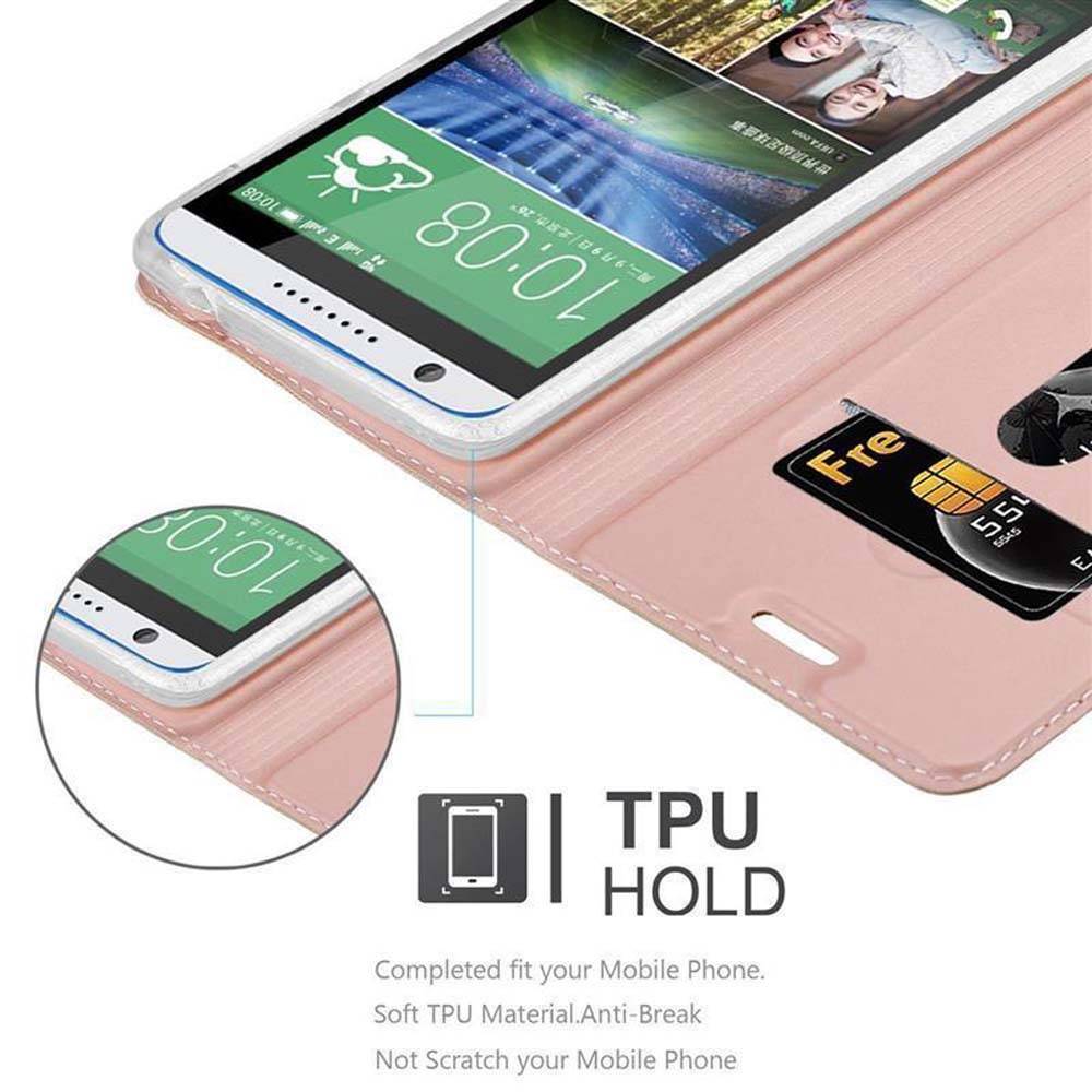Cadorabo Handyhülle für HTC Desire 820 Schutz Hülle in Rosa Cover Etui Book Case Booklet