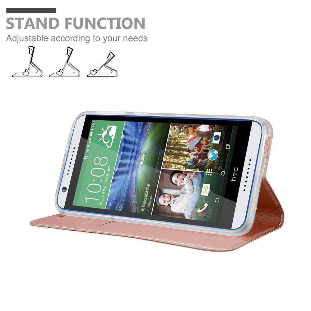 Cadorabo Handyhülle für HTC Desire 820 Schutz Hülle in Rosa Cover Etui Book Case Booklet