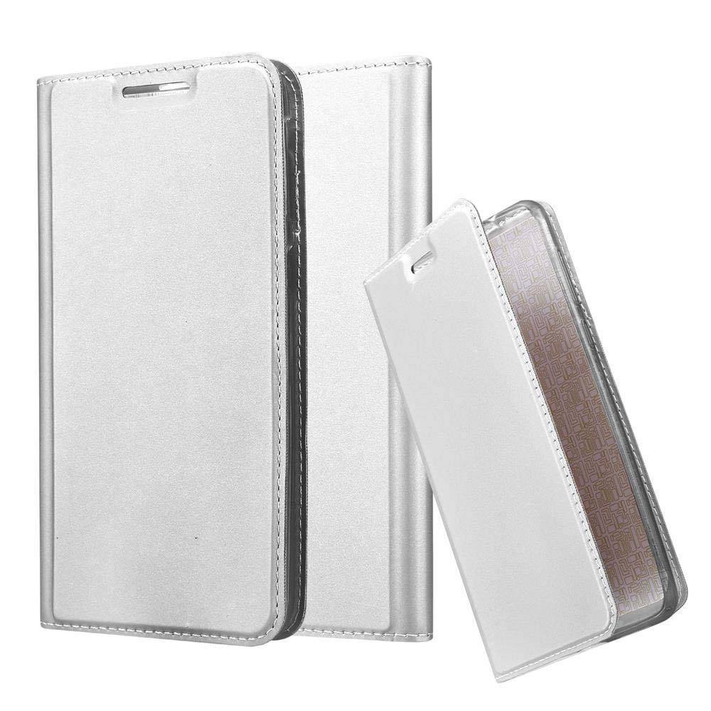 Cadorabo Handyhülle für HTC Desire 820 Schutz Hülle in Silber Cover Etui Book Case Booklet