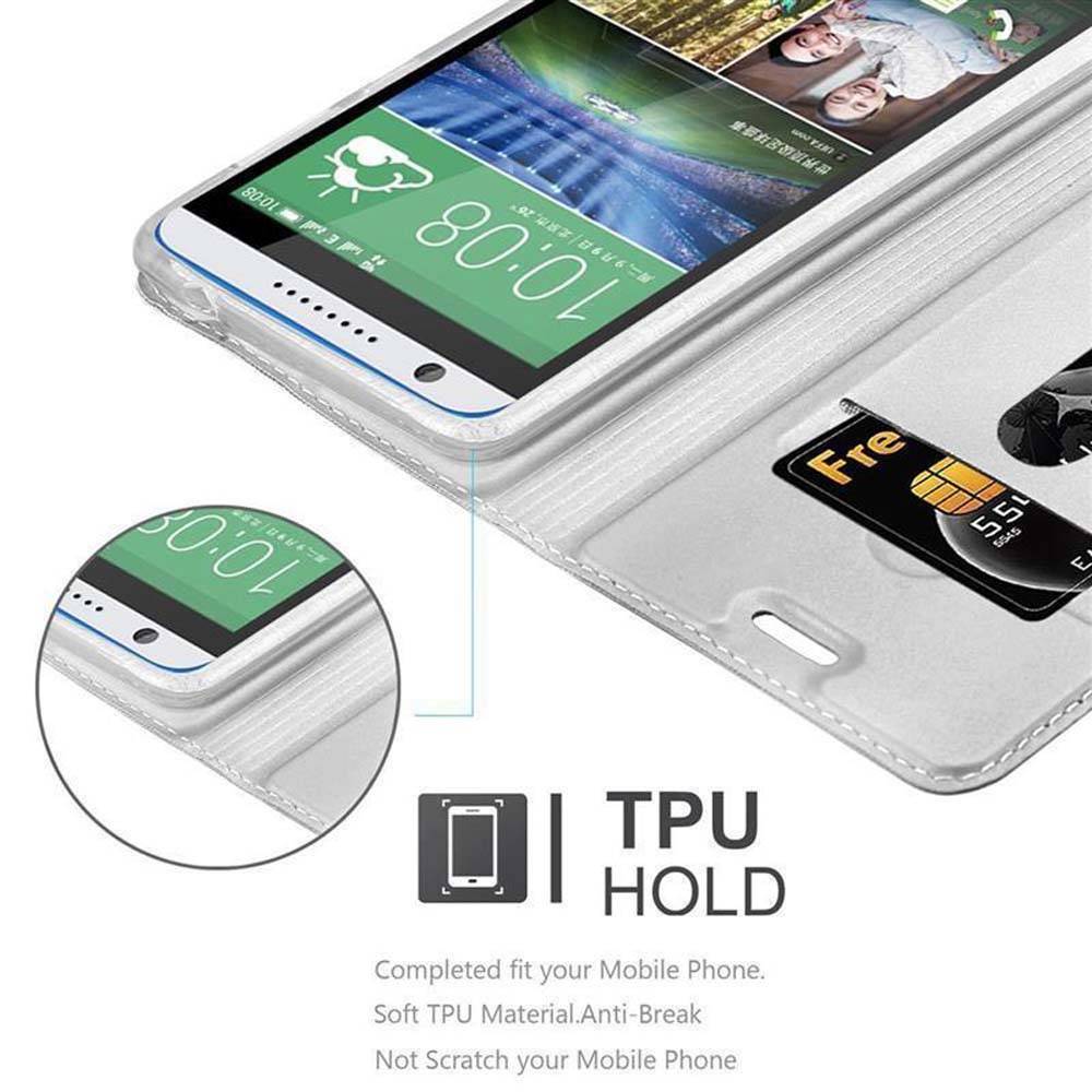 Cadorabo Handyhülle für HTC Desire 820 Schutz Hülle in Silber Cover Etui Book Case Booklet
