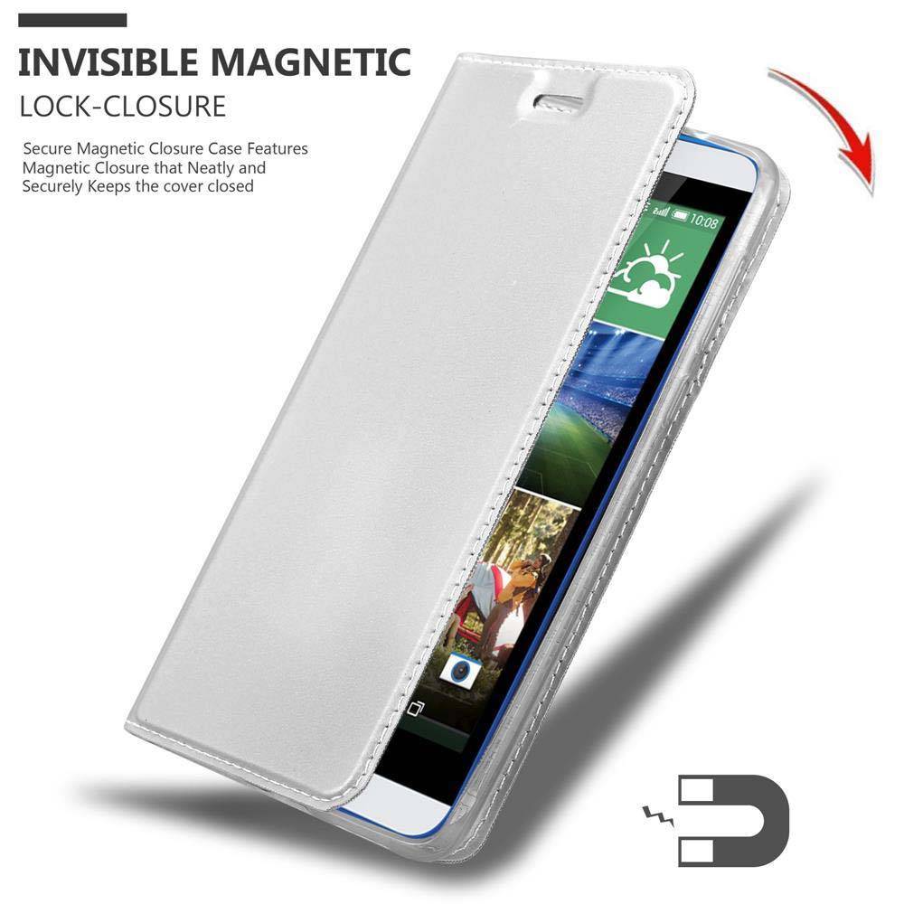 Cadorabo Handyhülle für HTC Desire 820 Schutz Hülle in Silber Cover Etui Book Case Booklet