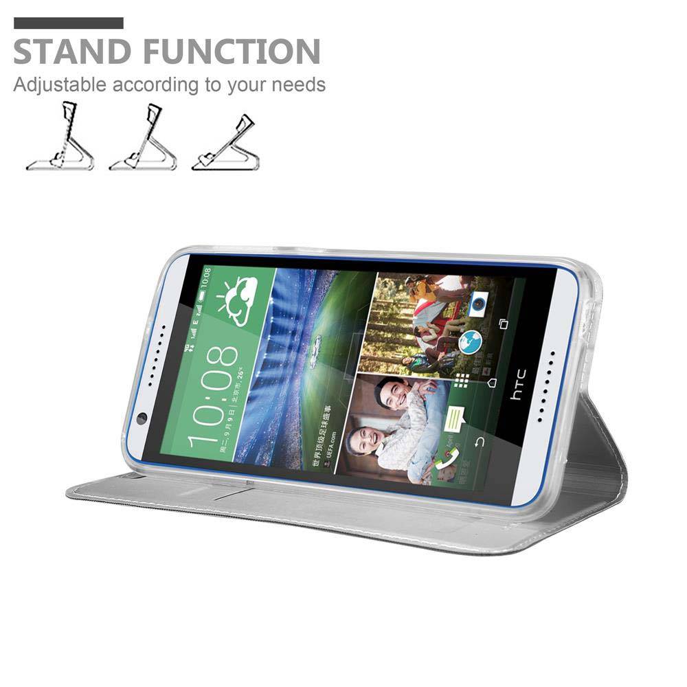 Cadorabo Handyhülle für HTC Desire 820 Schutz Hülle in Silber Cover Etui Book Case Booklet