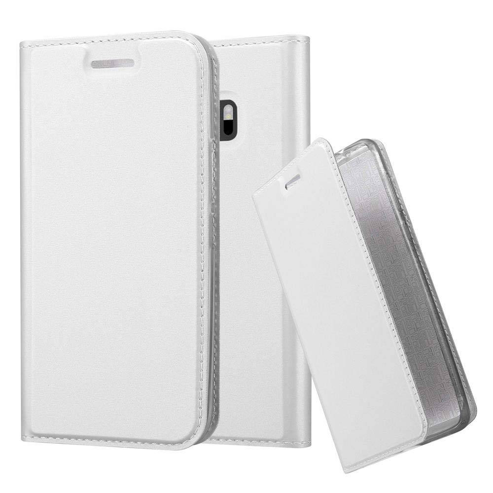 Cadorabo Handyhülle für HTC ONE M10 Schutz Hülle in Silber Cover Etui Book Case Booklet