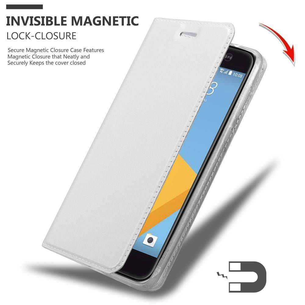 Cadorabo Handyhülle für HTC ONE M10 Schutz Hülle in Silber Cover Etui Book Case Booklet