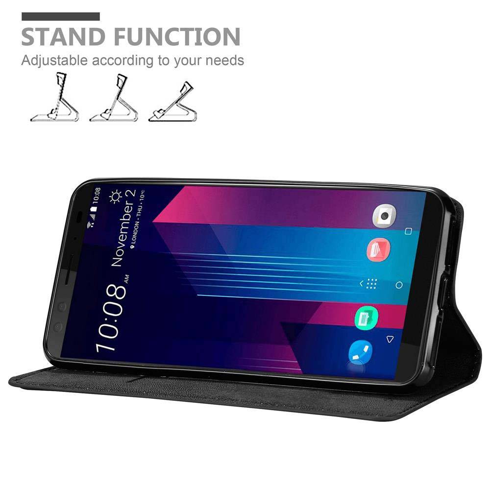 Cadorabo Hülle für HTC U12 PLUS Schutz Hülle in Schwarz Handyhülle Etui Case Cover Magnetverschluss