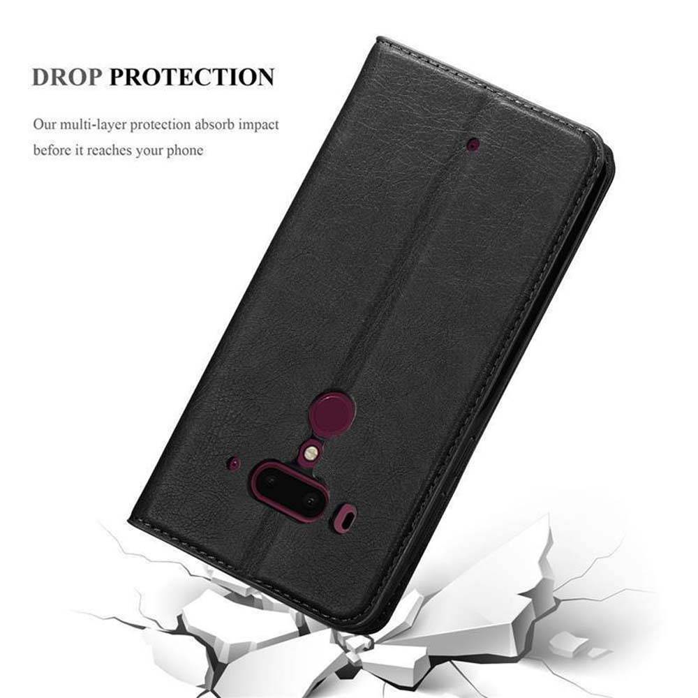 Cadorabo Hülle für HTC U12 PLUS Schutz Hülle in Schwarz Handyhülle Etui Case Cover Magnetverschluss