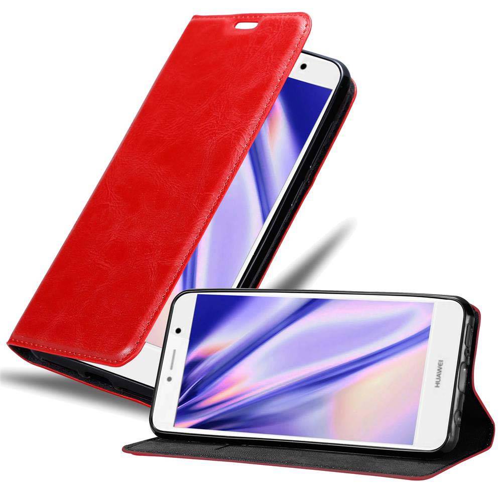 Cadorabo Hülle für Huawei Enjoy 7 PLUS Schutz Hülle in Rot Handyhülle Etui Case Cover Magnetverschluss