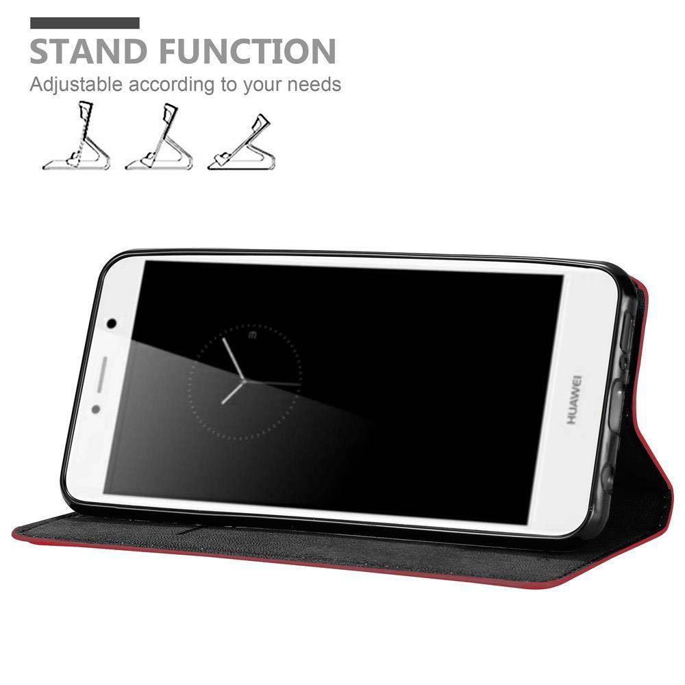 Cadorabo Hülle für Huawei Enjoy 7 PLUS Schutz Hülle in Rot Handyhülle Etui Case Cover Magnetverschluss