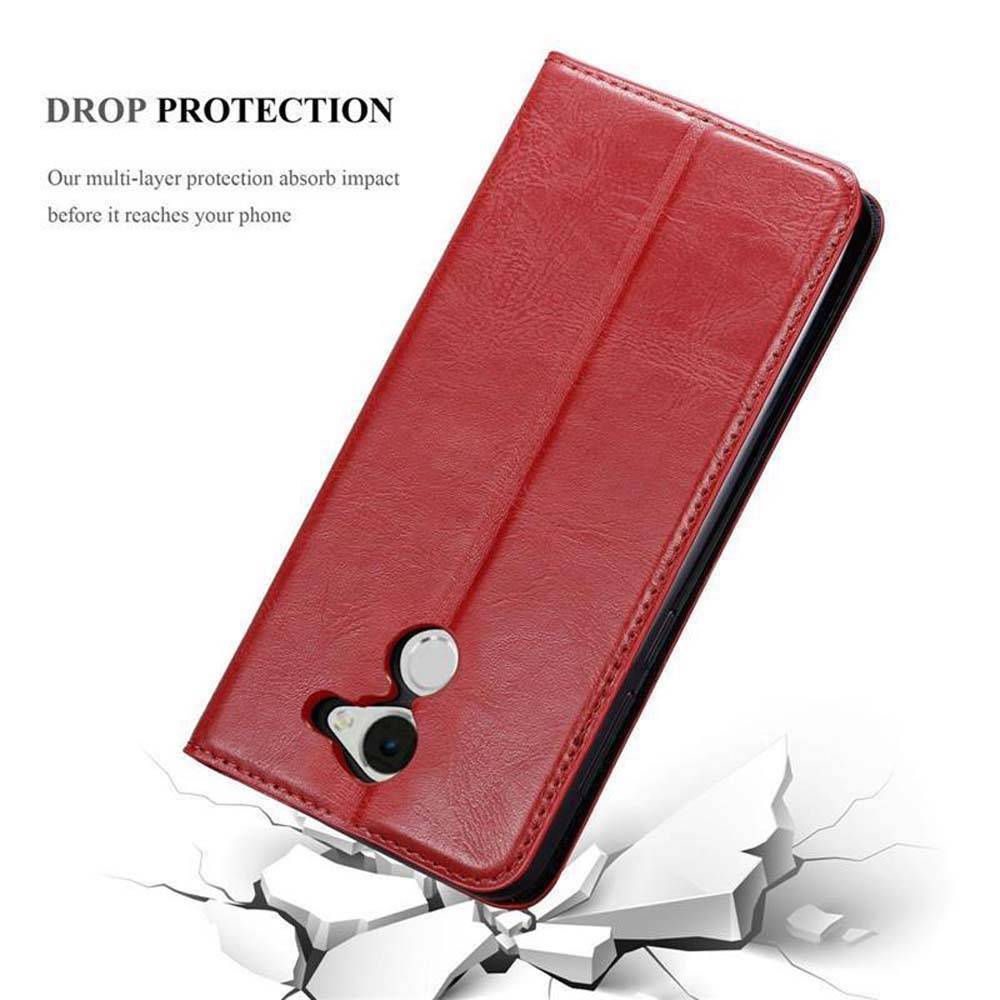 Cadorabo Hülle für Huawei Enjoy 7 PLUS Schutz Hülle in Rot Handyhülle Etui Case Cover Magnetverschluss