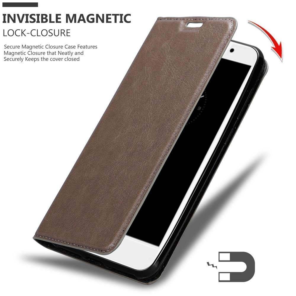 Cadorabo Hülle für Huawei Enjoy 7 PLUS Schutz Hülle in Braun Handyhülle Etui Case Cover Magnetverschluss