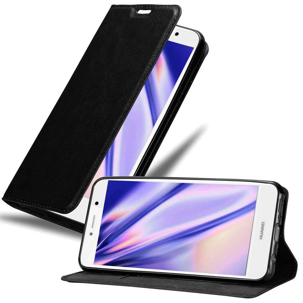 Cadorabo Hülle für Huawei Enjoy 7 PLUS Schutz Hülle in Schwarz Handyhülle Etui Case Cover Magnetverschluss