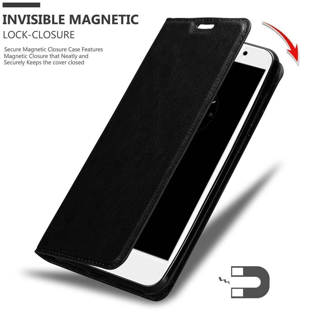 Cadorabo Hülle für Huawei Enjoy 7 PLUS Schutz Hülle in Schwarz Handyhülle Etui Case Cover Magnetverschluss