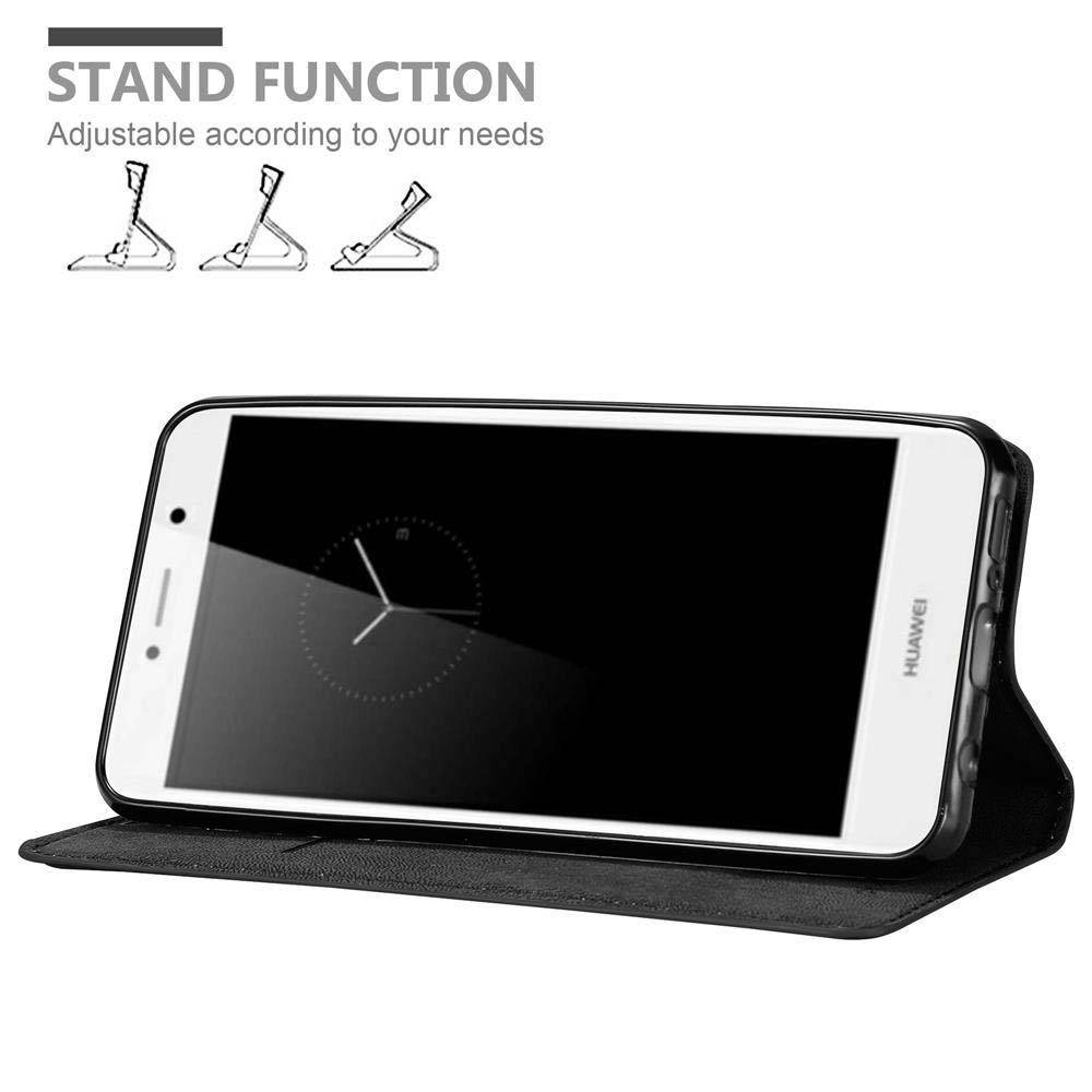 Cadorabo Hülle für Huawei Enjoy 7 PLUS Schutz Hülle in Schwarz Handyhülle Etui Case Cover Magnetverschluss