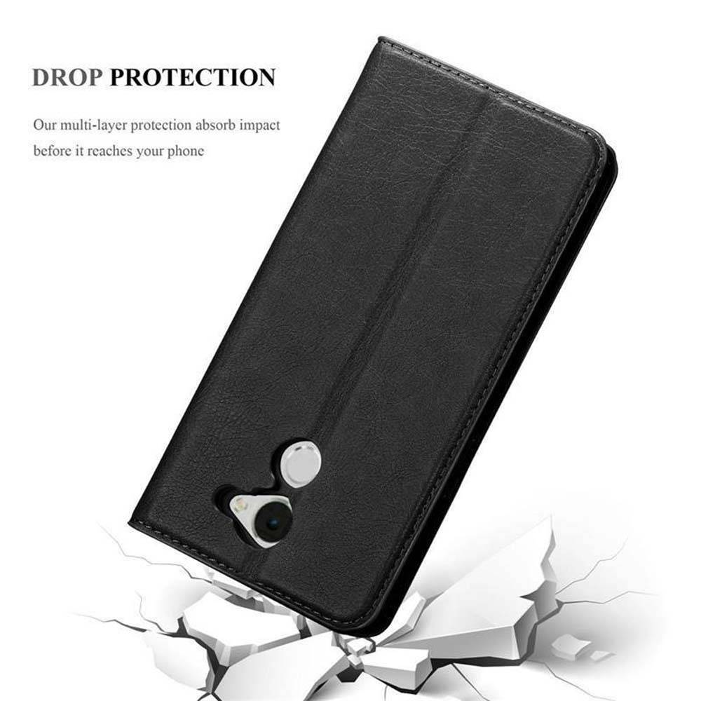 Cadorabo Hülle für Huawei Enjoy 7 PLUS Schutz Hülle in Schwarz Handyhülle Etui Case Cover Magnetverschluss