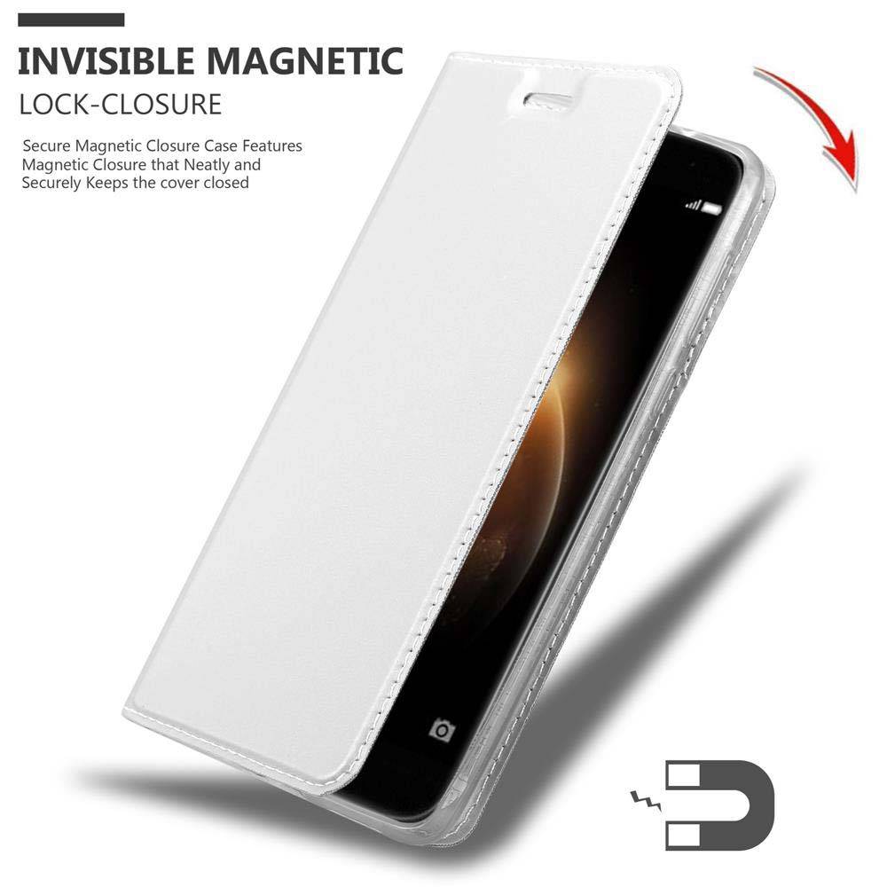 Cadorabo Handyhülle für Huawei ASCEND G7 PLUS / G8 / GX8 Schutz Hülle in Silber Cover Etui Book Case Booklet