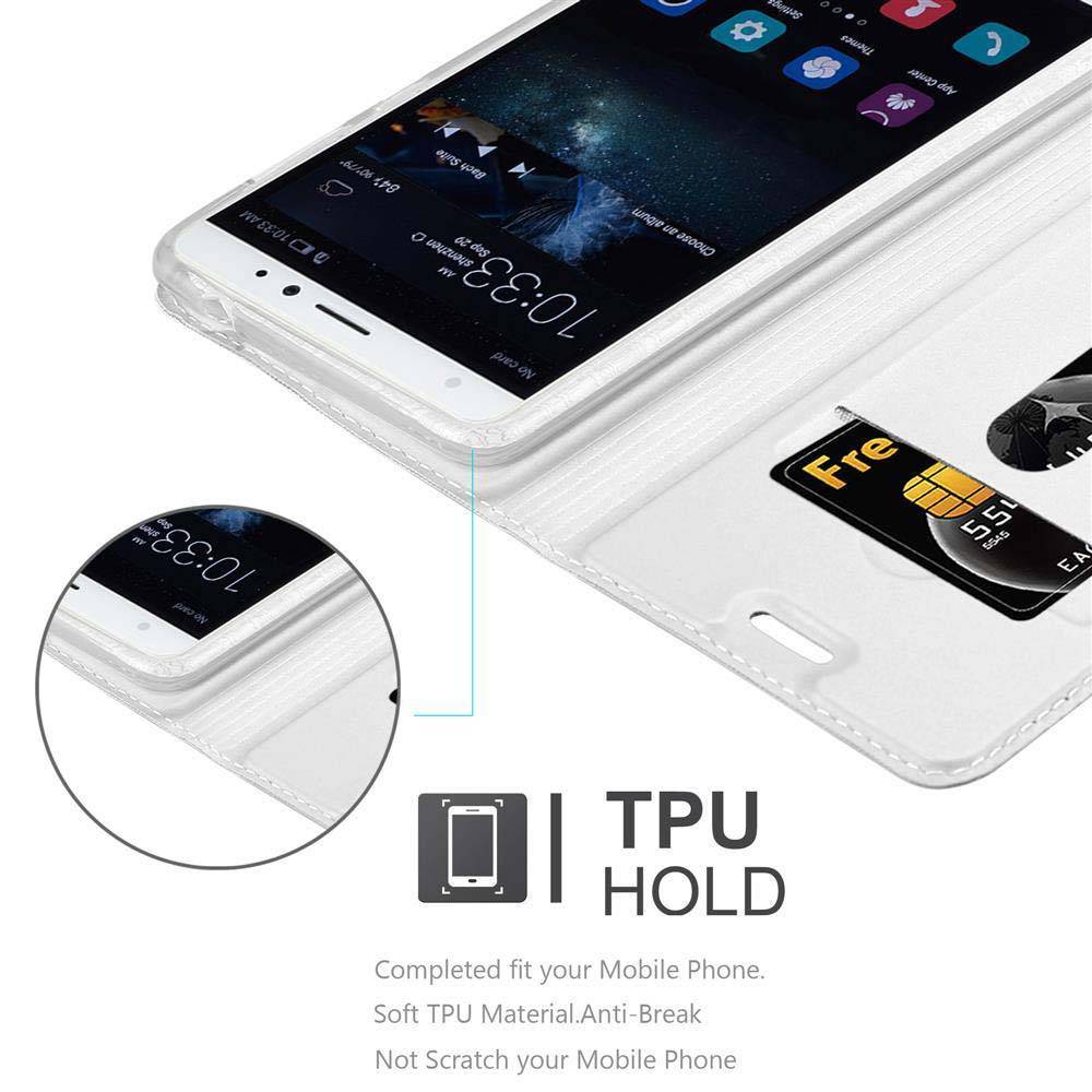 Cadorabo Handyhülle für Huawei MATE S Schutz Hülle in Silber Cover Etui Book Case Booklet