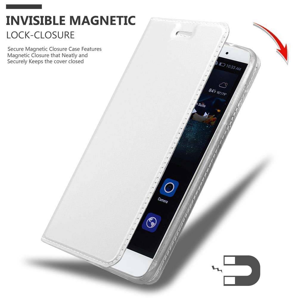 Cadorabo Handyhülle für Huawei MATE S Schutz Hülle in Silber Cover Etui Book Case Booklet