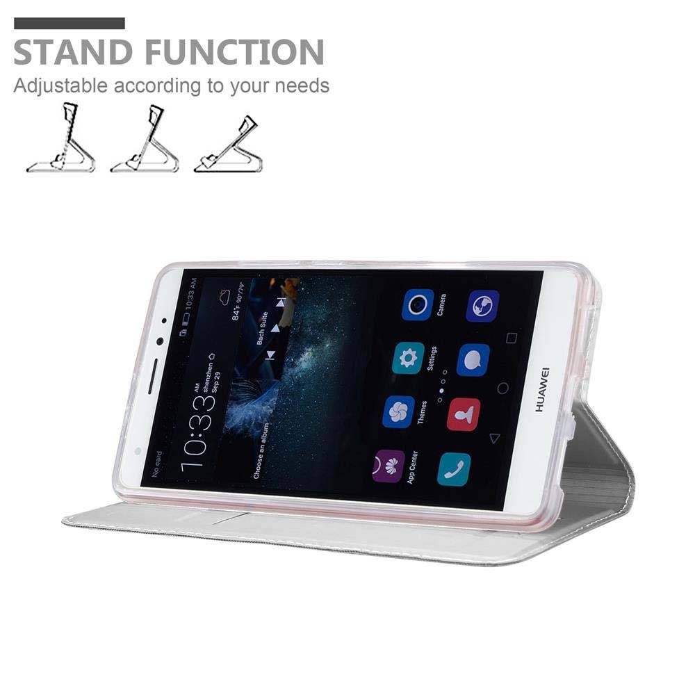 Cadorabo Handyhülle für Huawei MATE S Schutz Hülle in Silber Cover Etui Book Case Booklet