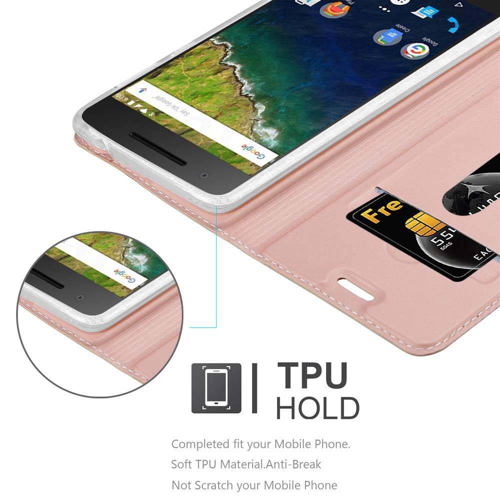 Cadorabo Handyhülle für Huawei Google NEXUS 6P Schutz Hülle in Rosa Cover Etui Book Case Booklet
