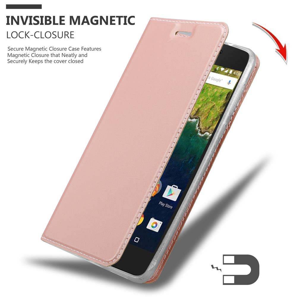 Cadorabo Handyhülle für Huawei Google NEXUS 6P Schutz Hülle in Rosa Cover Etui Book Case Booklet