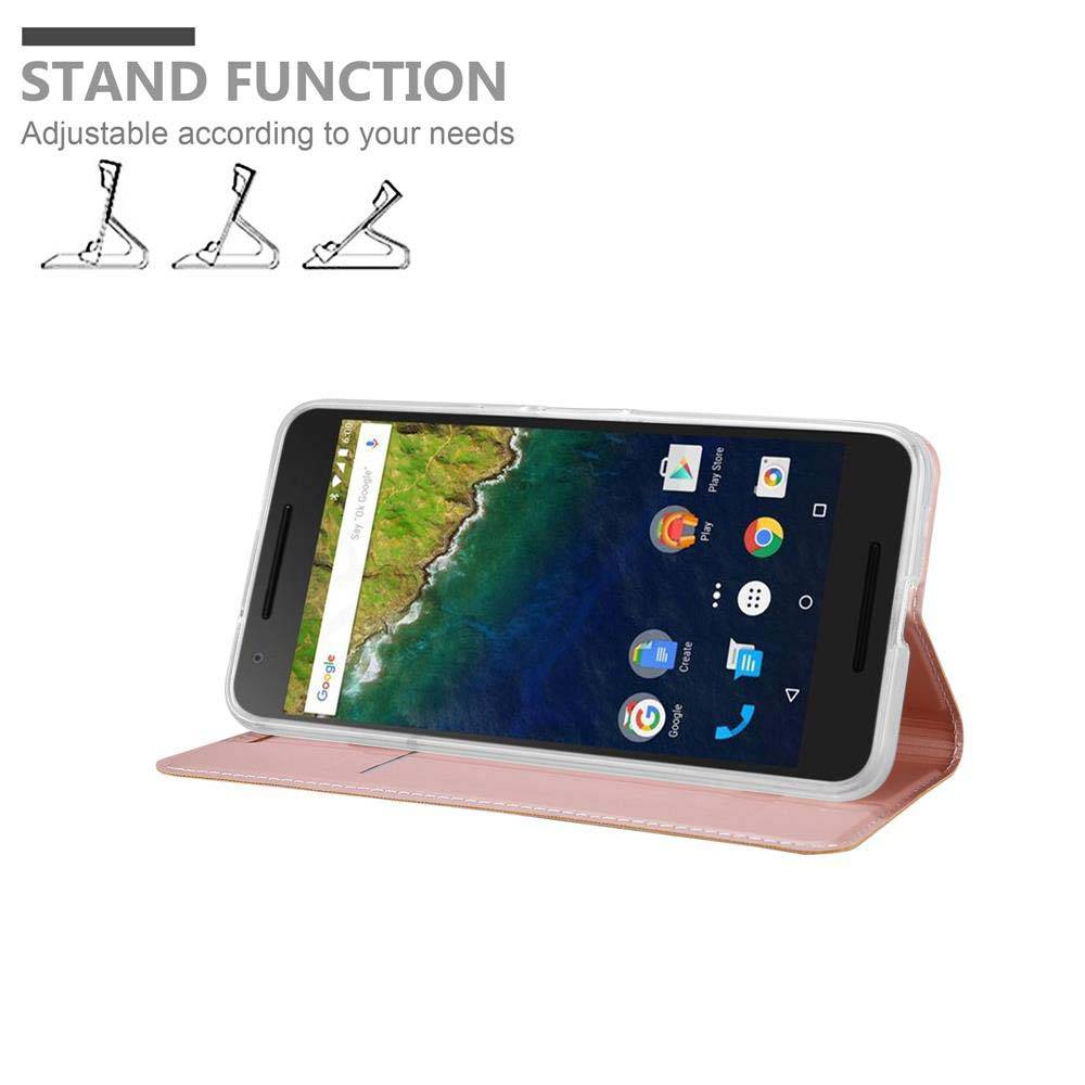 Cadorabo Handyhülle für Huawei Google NEXUS 6P Schutz Hülle in Rosa Cover Etui Book Case Booklet
