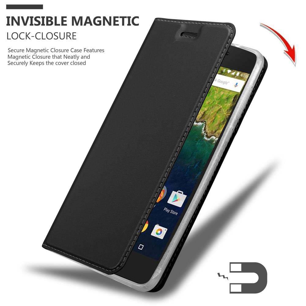 Cadorabo Handyhülle für Huawei Google NEXUS 6P Schutz Hülle in Schwarz Cover Etui Book Case Booklet