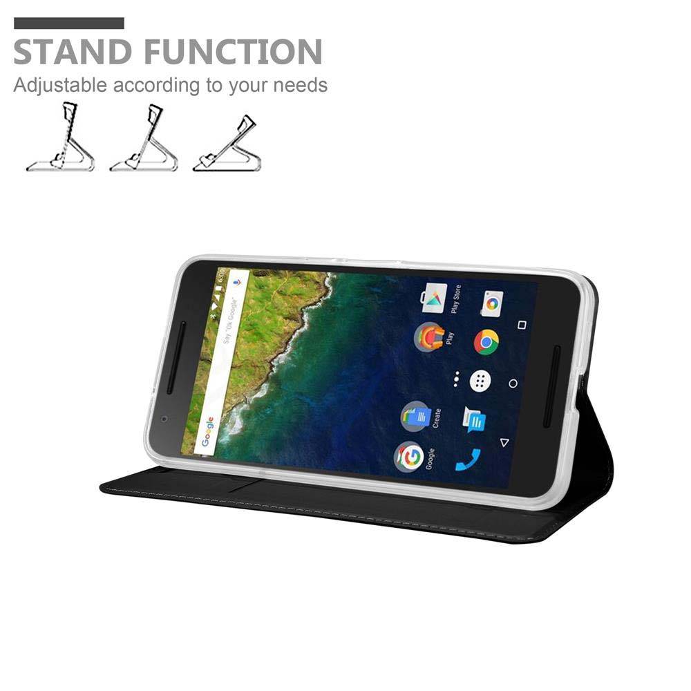 Cadorabo Handyhülle für Huawei Google NEXUS 6P Schutz Hülle in Schwarz Cover Etui Book Case Booklet