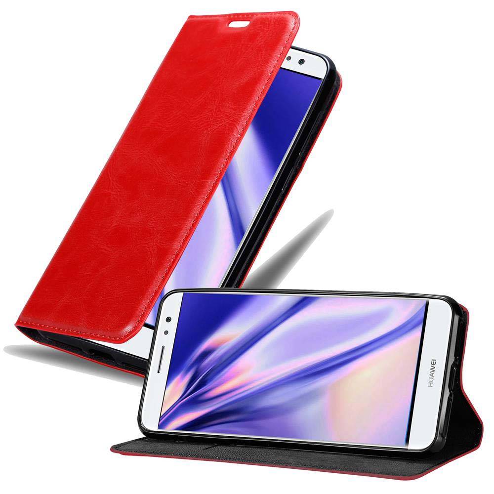 Cadorabo Hülle für Huawei NOVA PLUS Schutz Hülle in Rot Handyhülle Etui Case Cover Magnetverschluss